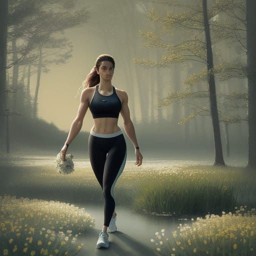 Ethereal Woman Under New Moonlit Night Sky