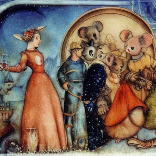 Steampunk Mouse Winter Fantasy in Sci-Fi Fairycore