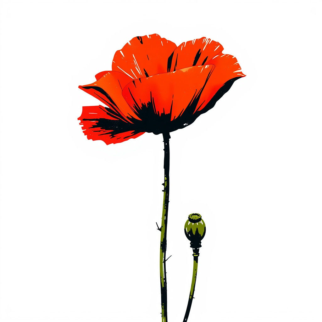 Whimsical Poppy Flower in Banksy Street Art Style
