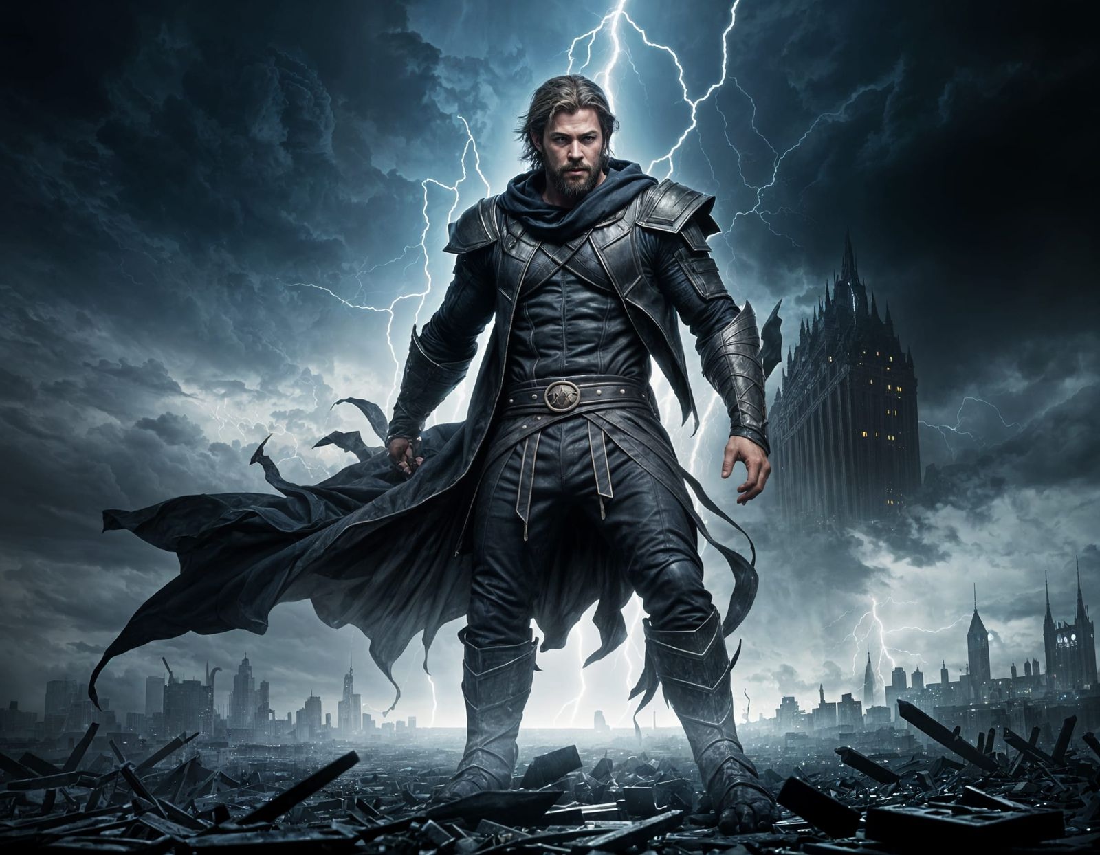 Chris Hemsworth as God of Lightning in Ruined City
