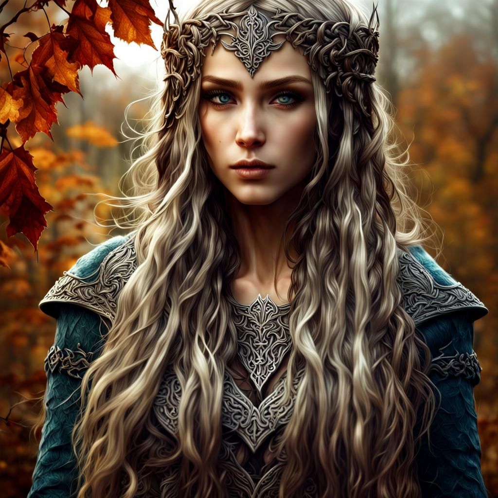 Hyperrealistic Elven Portrait with Long Hair
