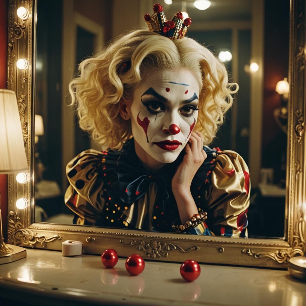 Gwen Stefani as a Clown in Old Hollywood Style