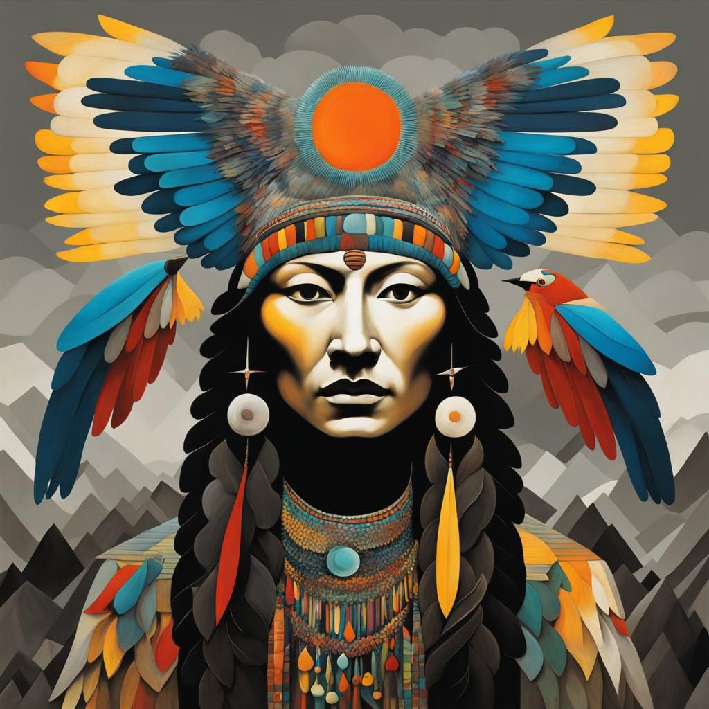 Thunderbird Flight in Surrealist Dandelion Dreamscape