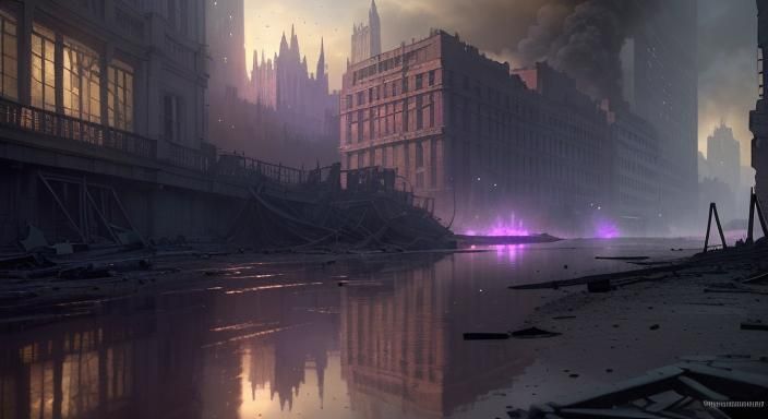Dystopian River Clyde Aftermath in Hyperrealistic Detail