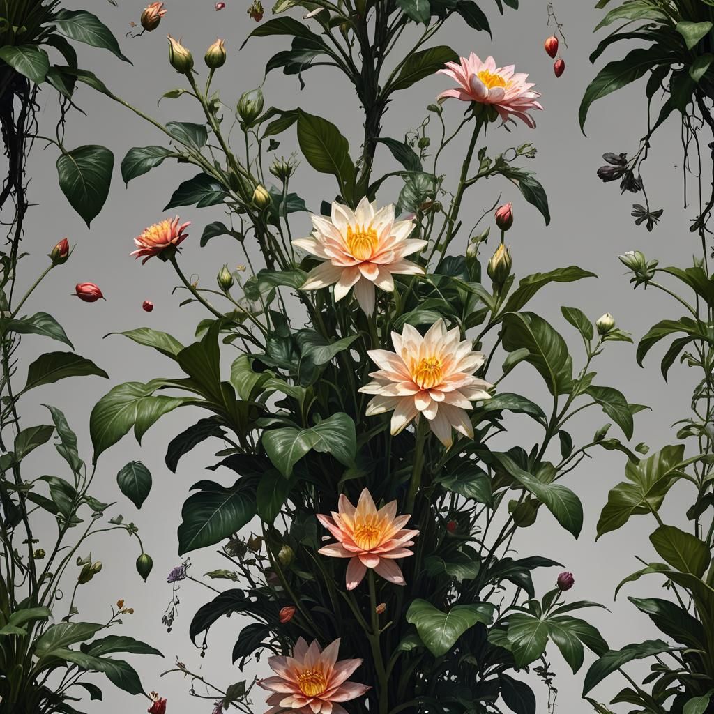 Hyperrealistic Plant Holding Light of Future Flowers