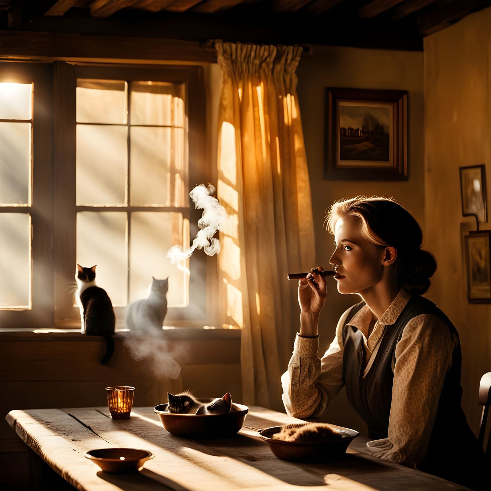 1912 Rural Thanksgiving Dinner: Vintage Black and White