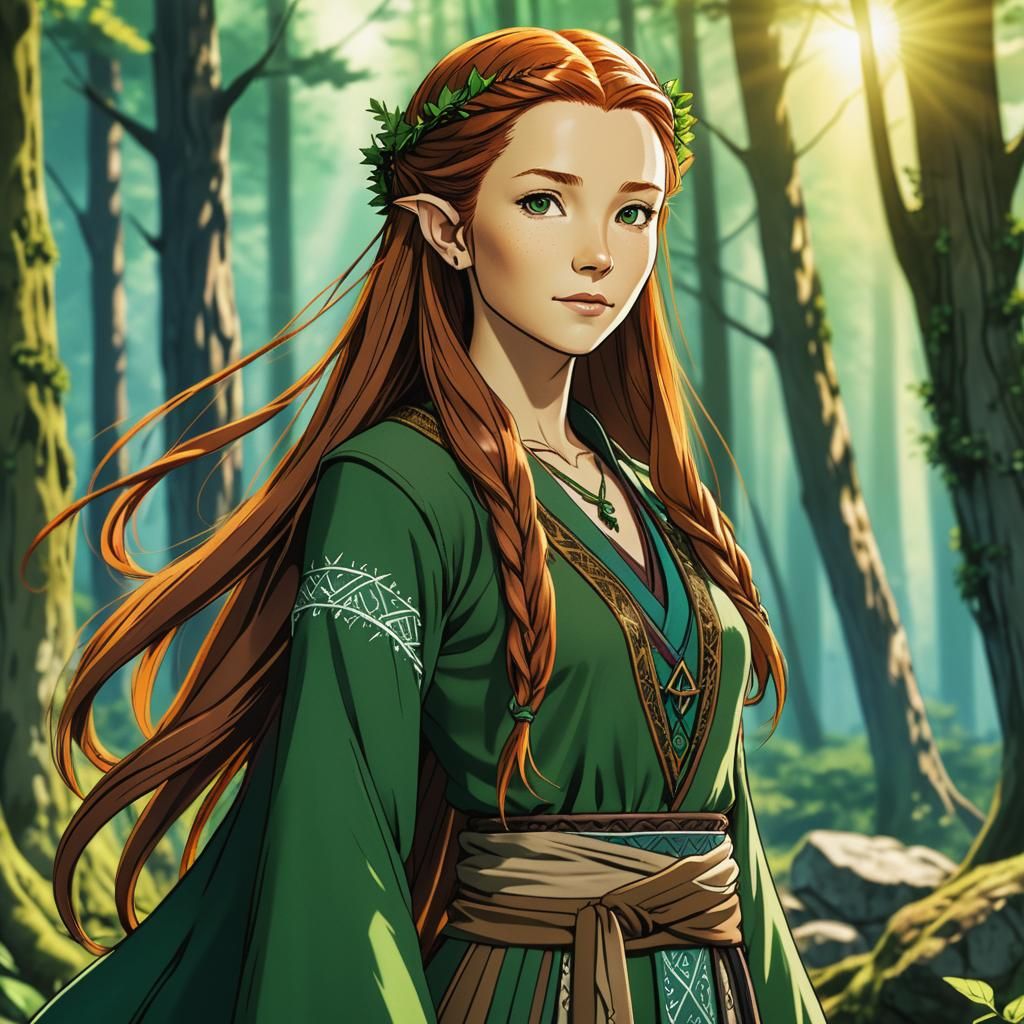 Tauriel in Boho Style: Manga Anime Forest Scene