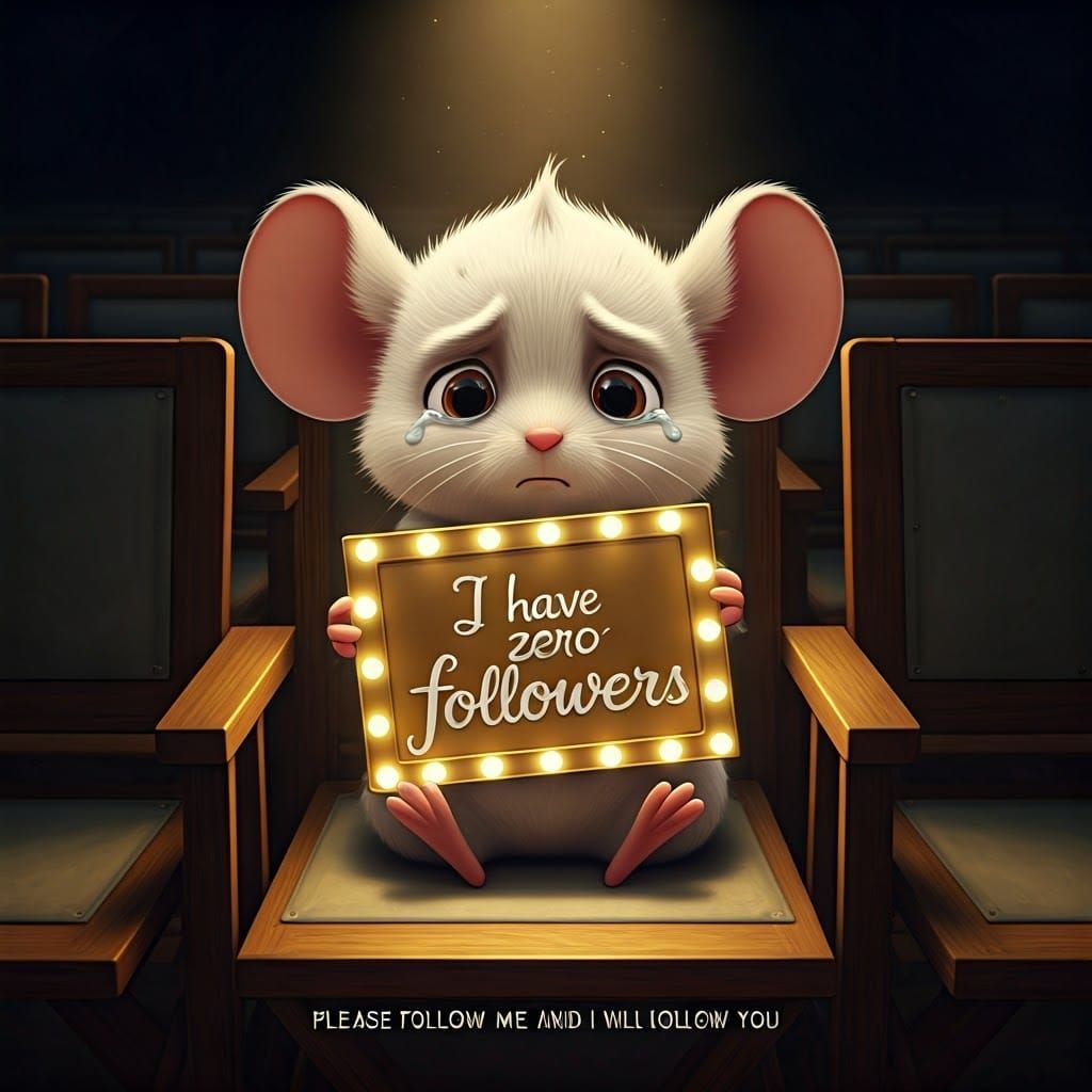 Sad Female Tiger-White Baby Mouse Pleads for Connection in a...