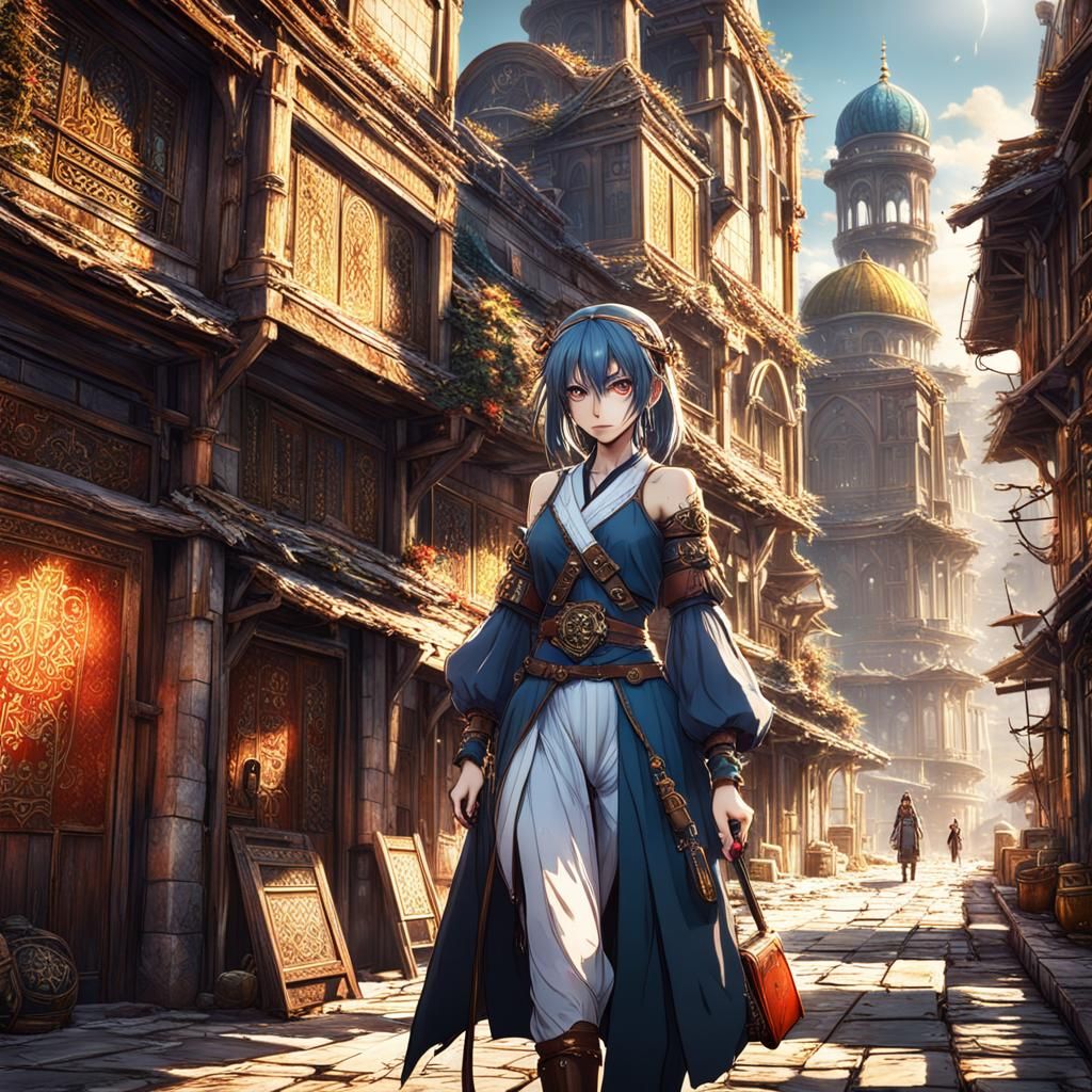 Anime Girl's Journey to Ağrı: Detailed Matte Painting