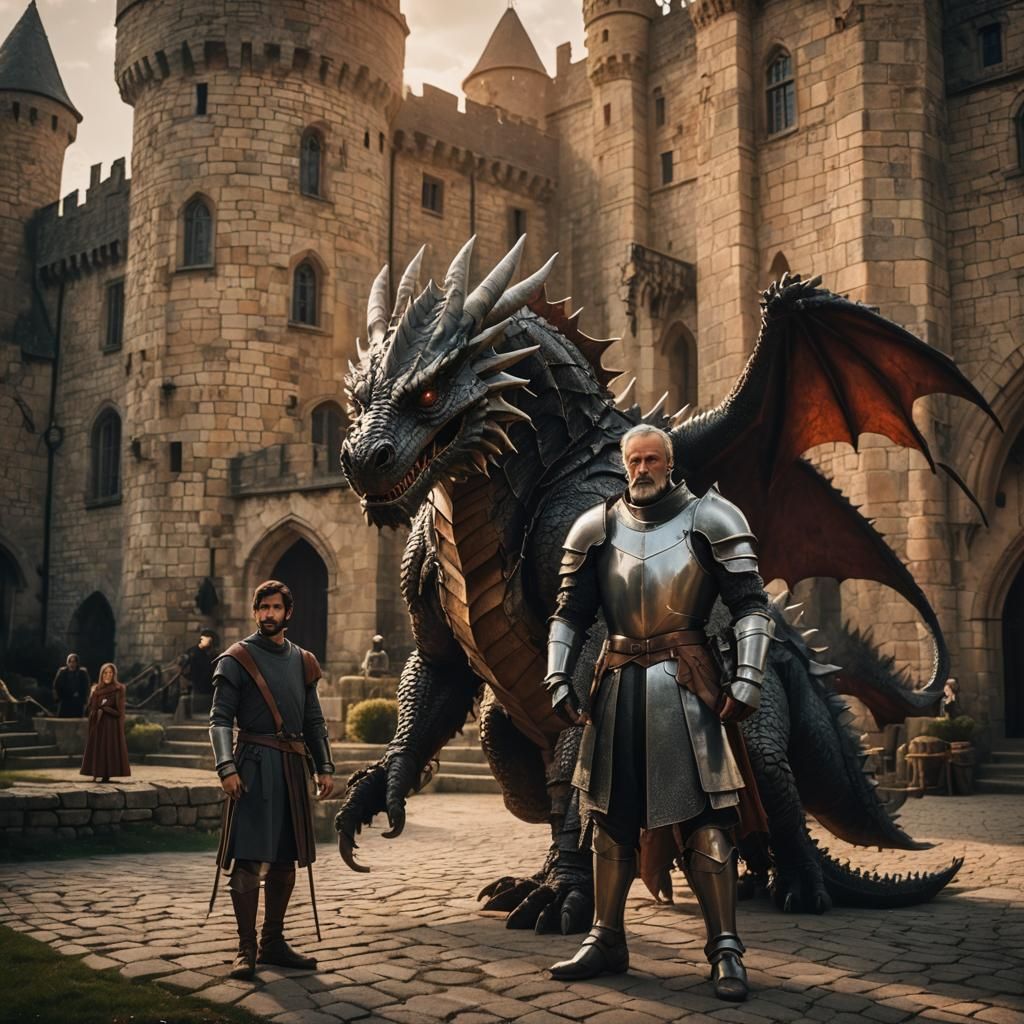 Epic Knight and Dragon Cinematic Film Still
