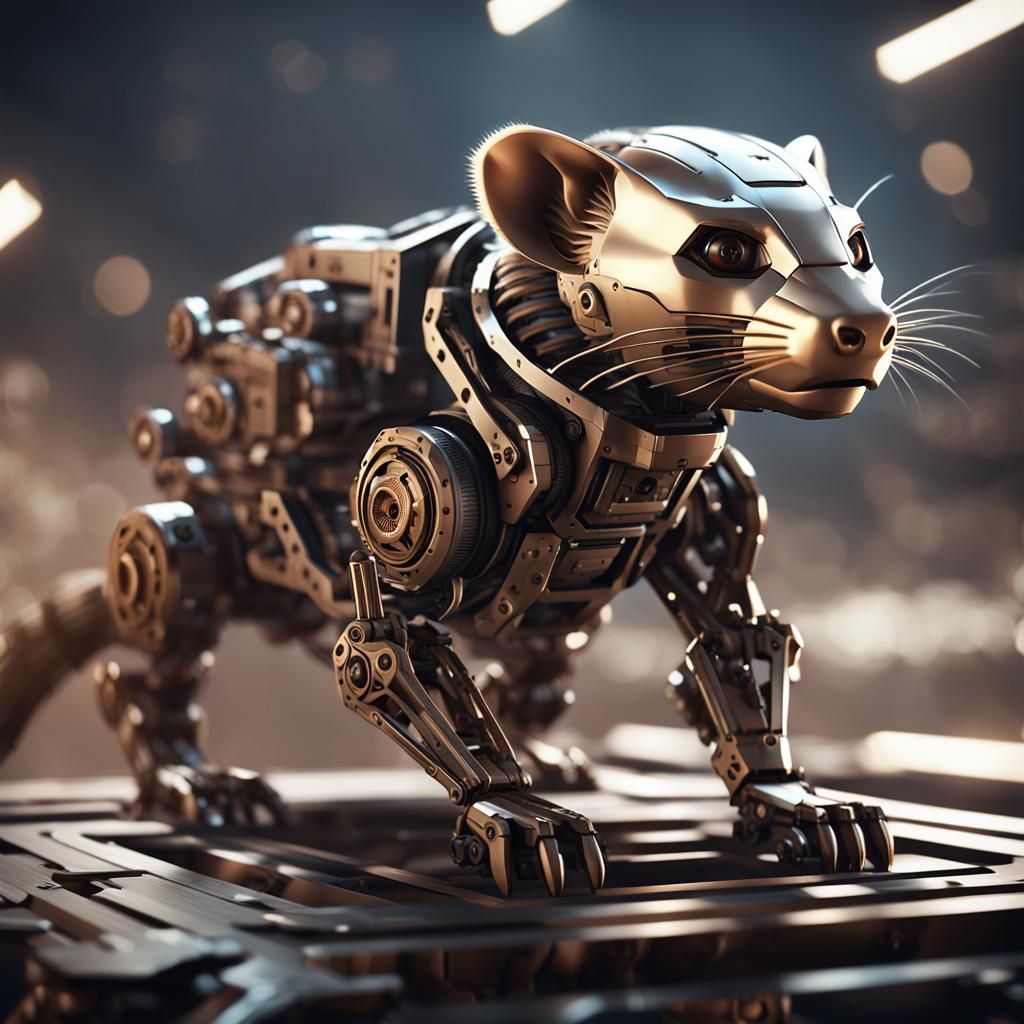 Futuristic Metal Ferret in Sci-Fi Style