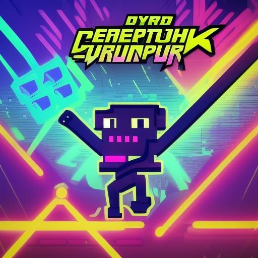 Geometry Dash Level in Cyberpunk 2049 Style