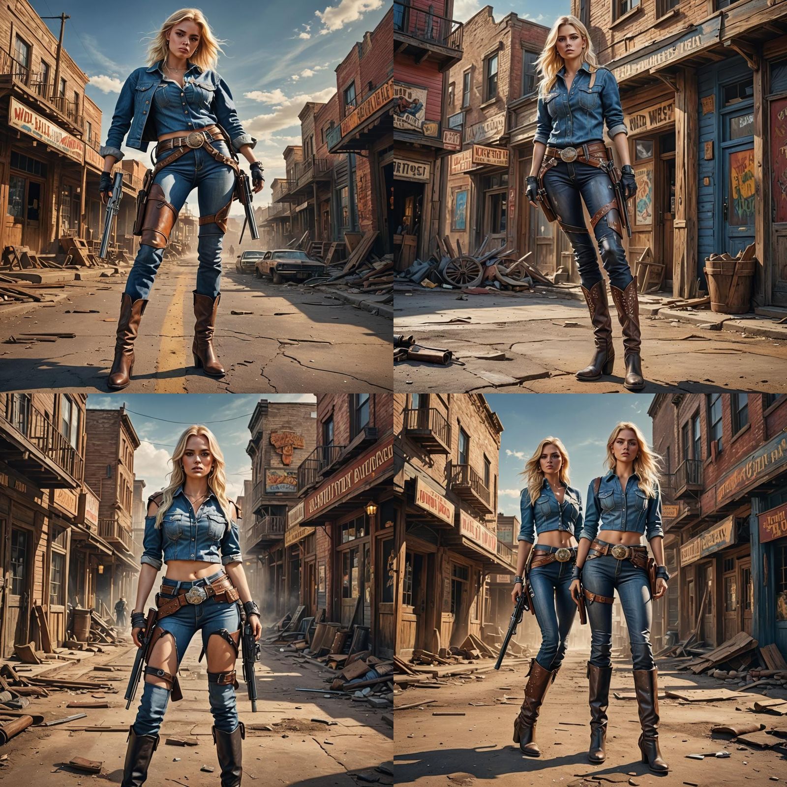 Wild West Woman with Six Shooter: Hyperrealistic Art