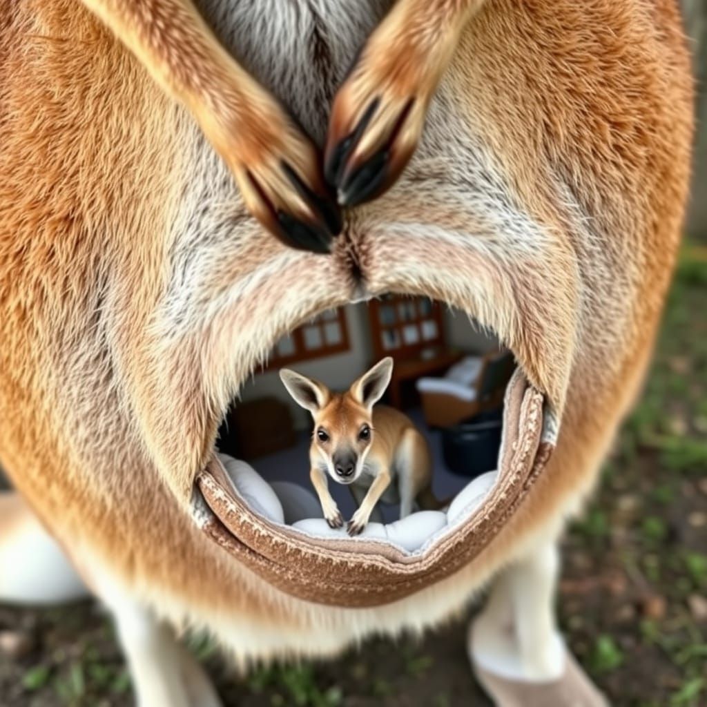 Kangaroo Pouch Reveals Miniature Living Room