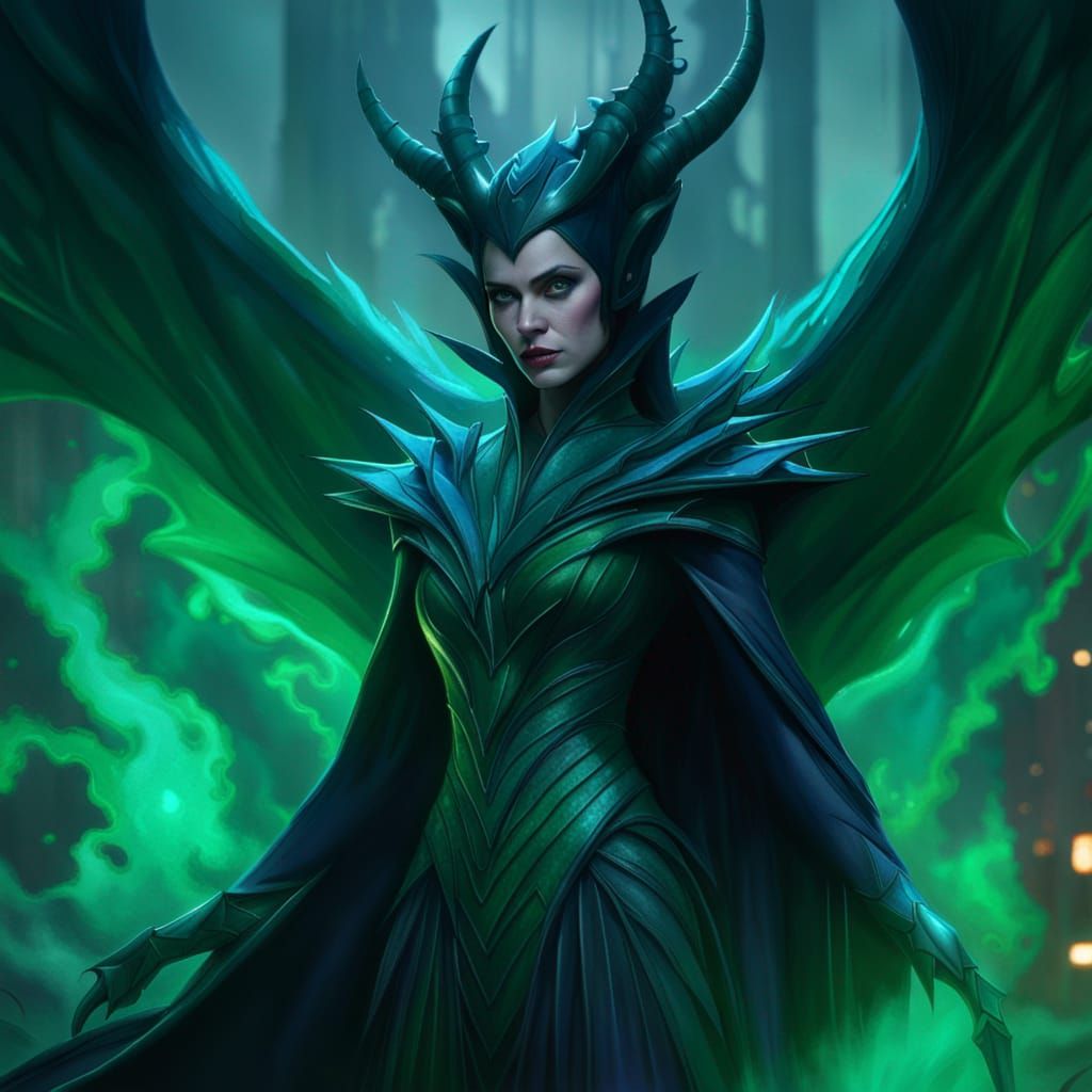 Hela and Maleficent Fusion with Dragon Wings
