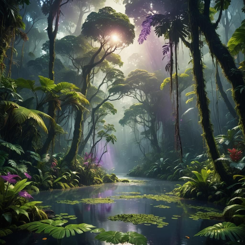 Lush Rainforest Paradise: A Digital Matte Painting