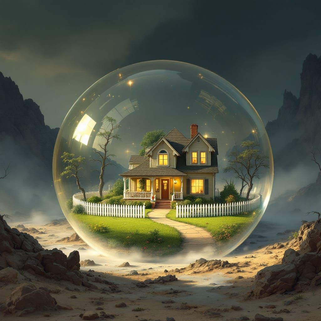 Charming House Protected in Bubble Against Wasteland