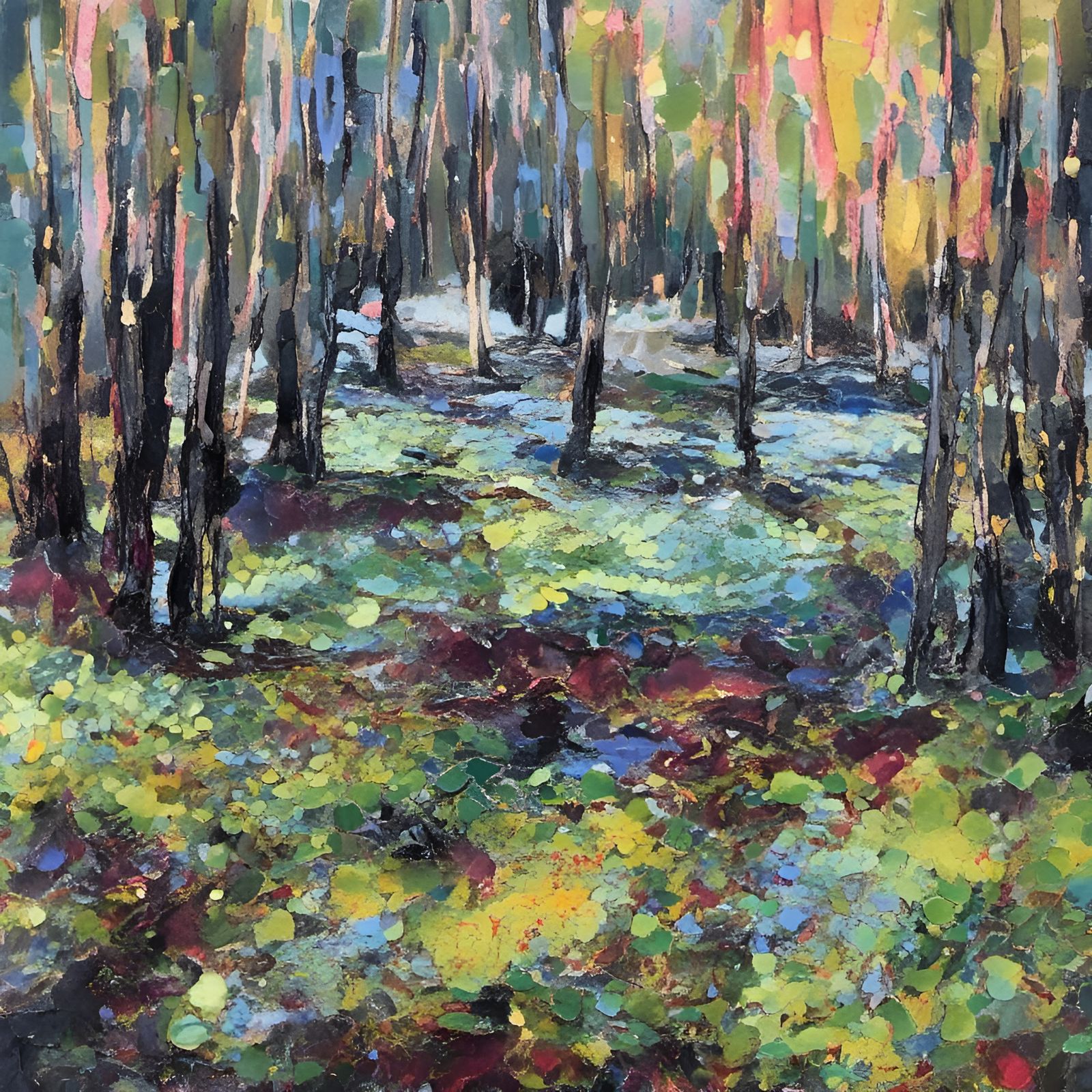 Farmhouse Scene with Donkey in Alcohol Ink Style