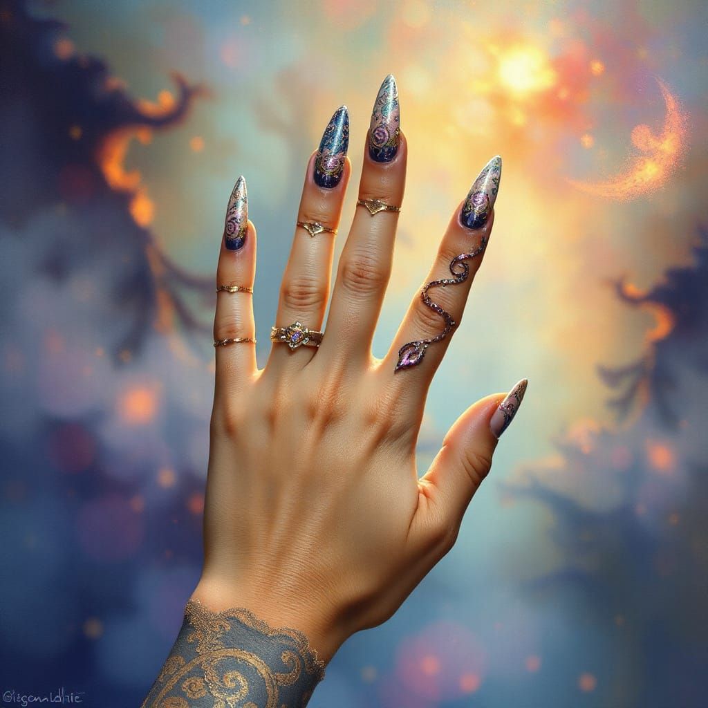 Magical Hand with Ornate Nail Art