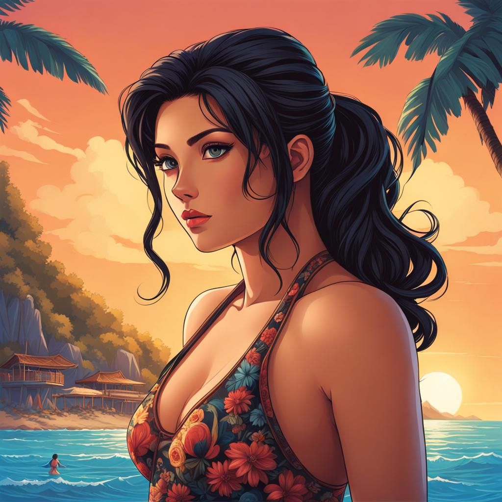 Girl and Boy on a Sunny Beach