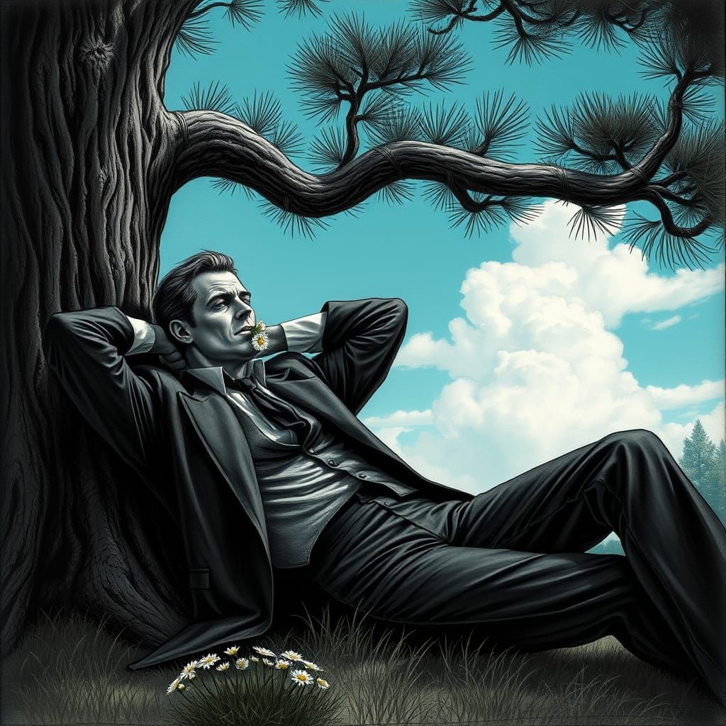 Mr. Hyde Resting: A Charcoal Drawing in Dürer Style