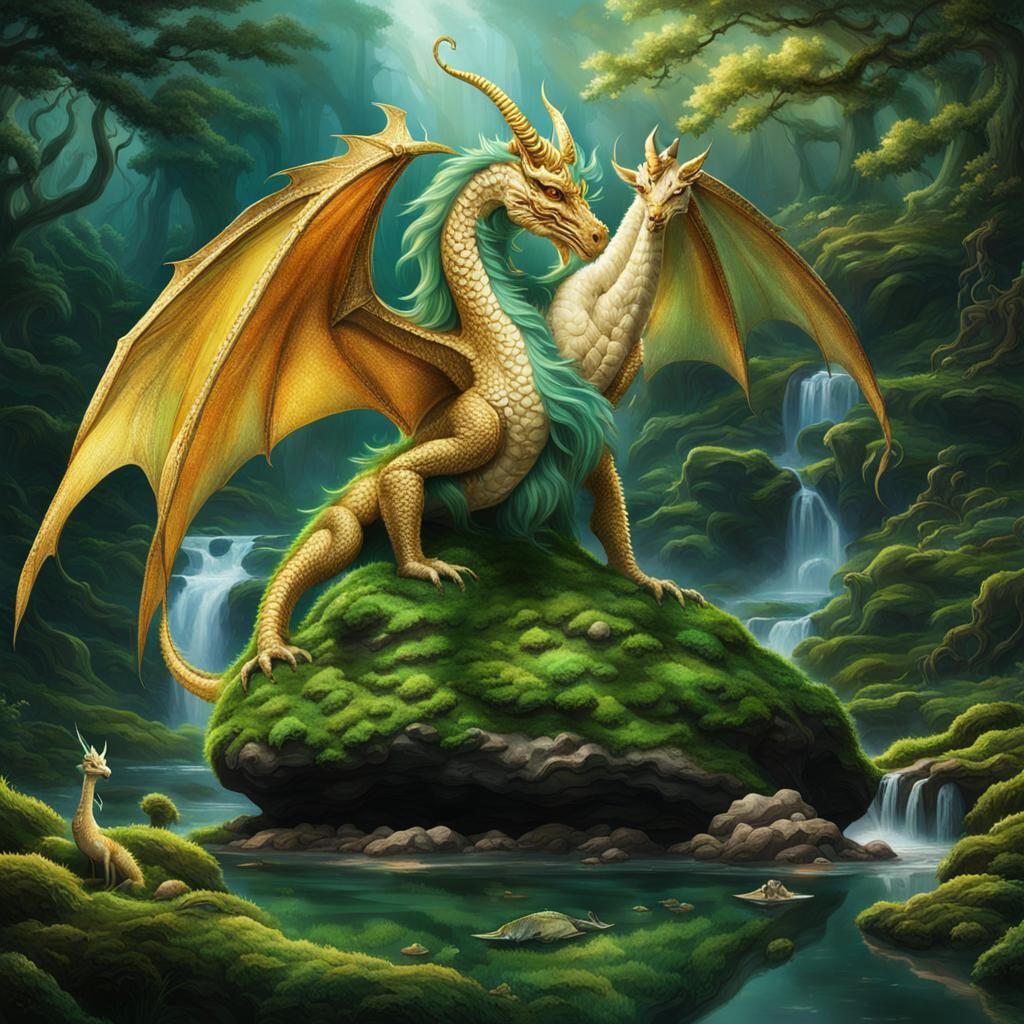 A photo of mythical pets, enchanting creatures that exist on...