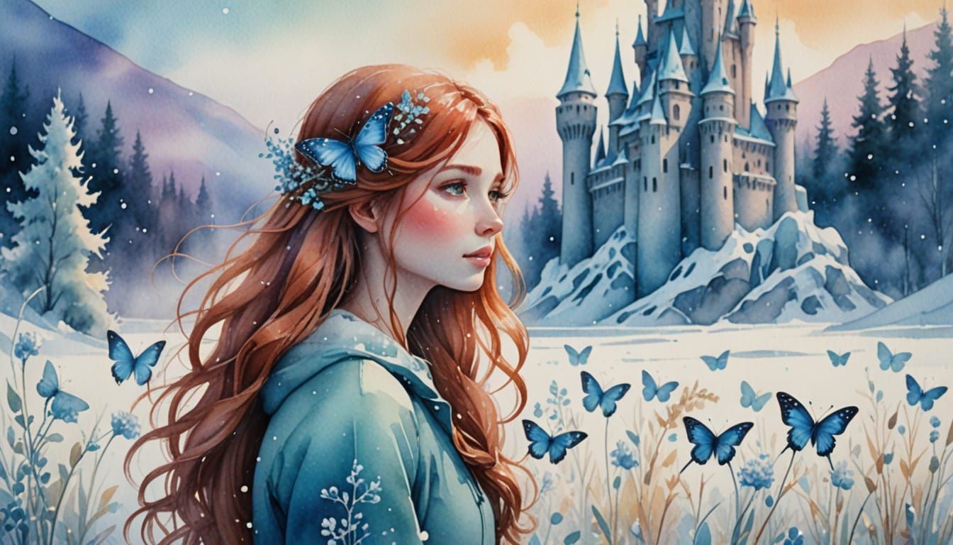Enchanted Girl in Snowy Wonderland
