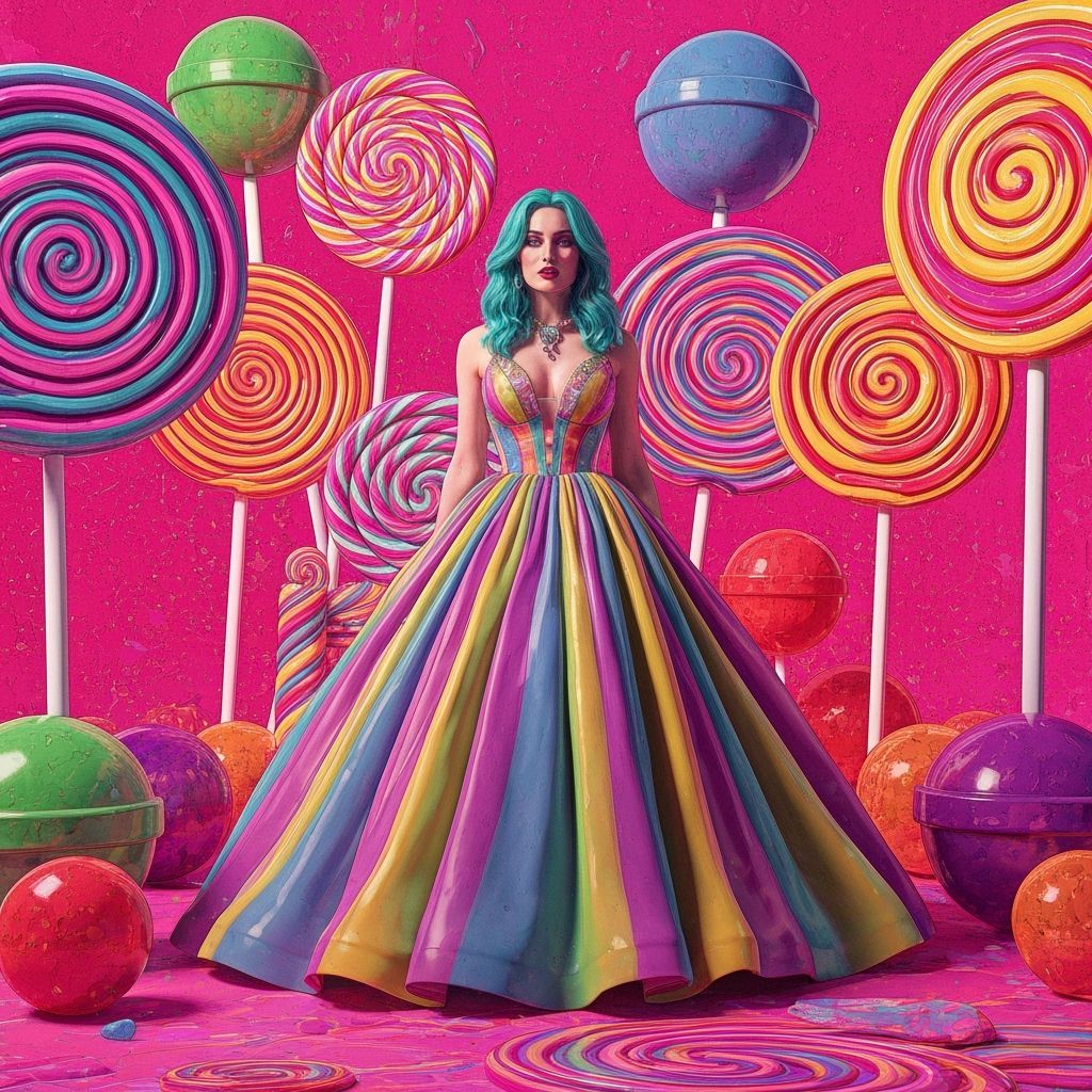 Candyland Woman in Psychedelic Candy Art Style