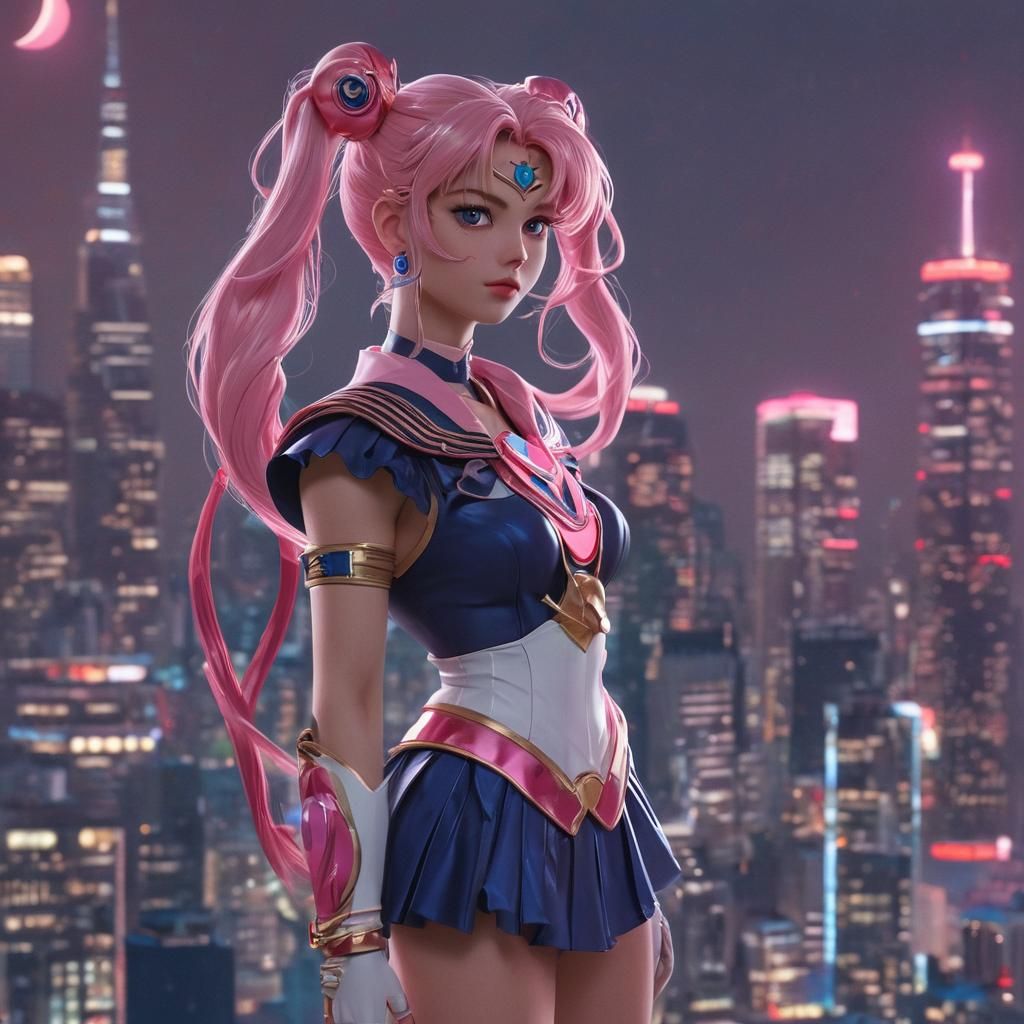 Sailor Moon in Twilight Tokyo: Anime Fantasy Art