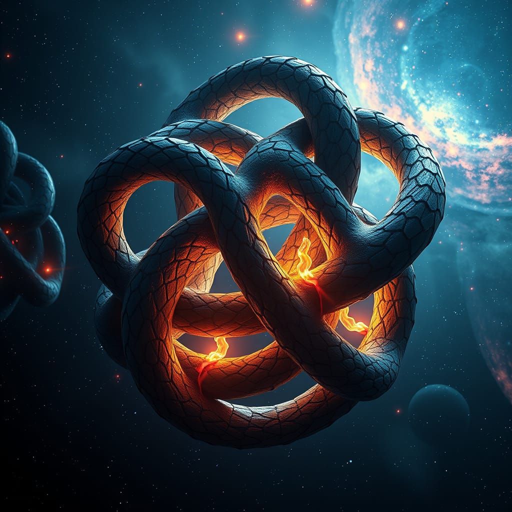 Hyperrealistic Trefoil Knot in Deep Space