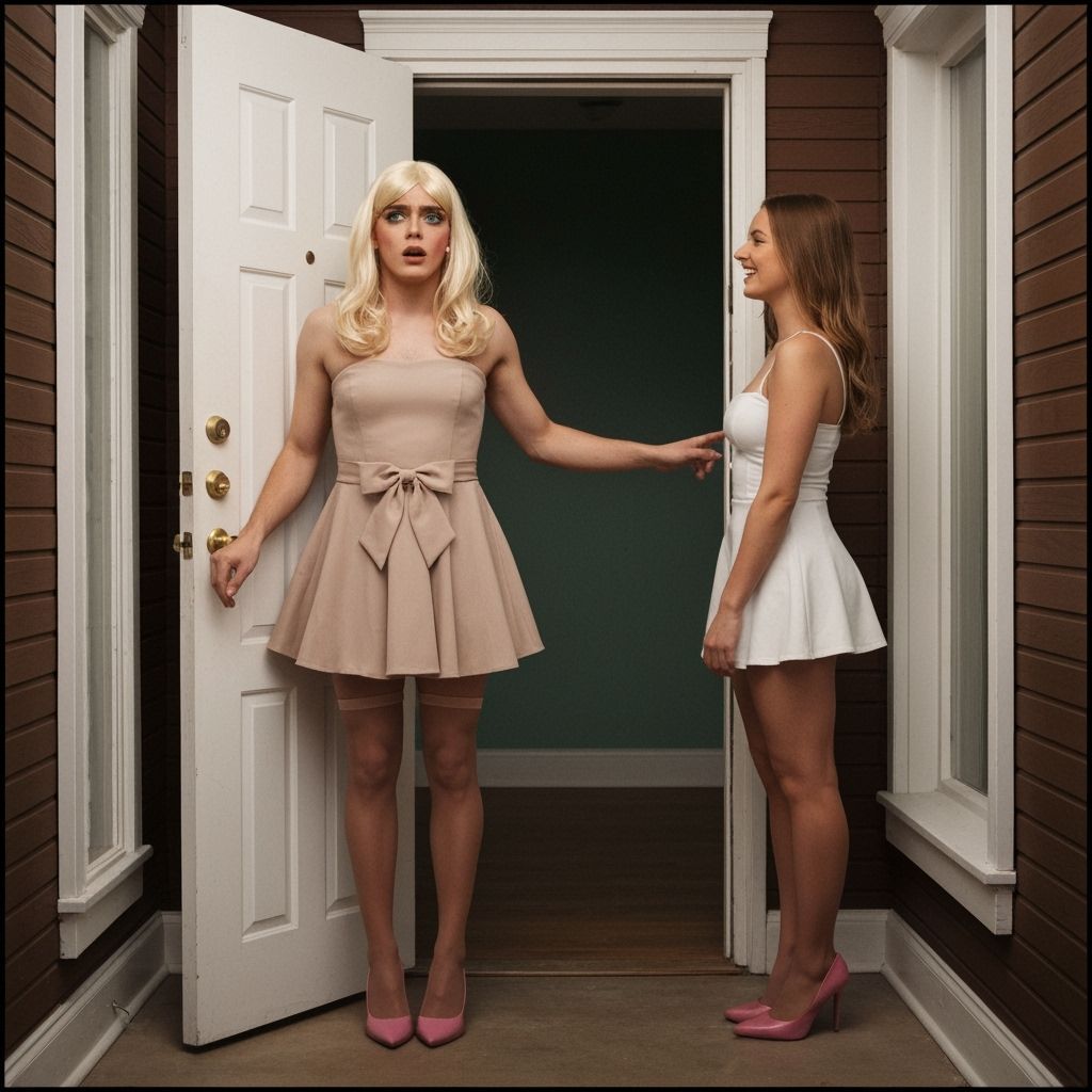 Crossdressing Young Man Opens Door for Woman in Cinematic St...