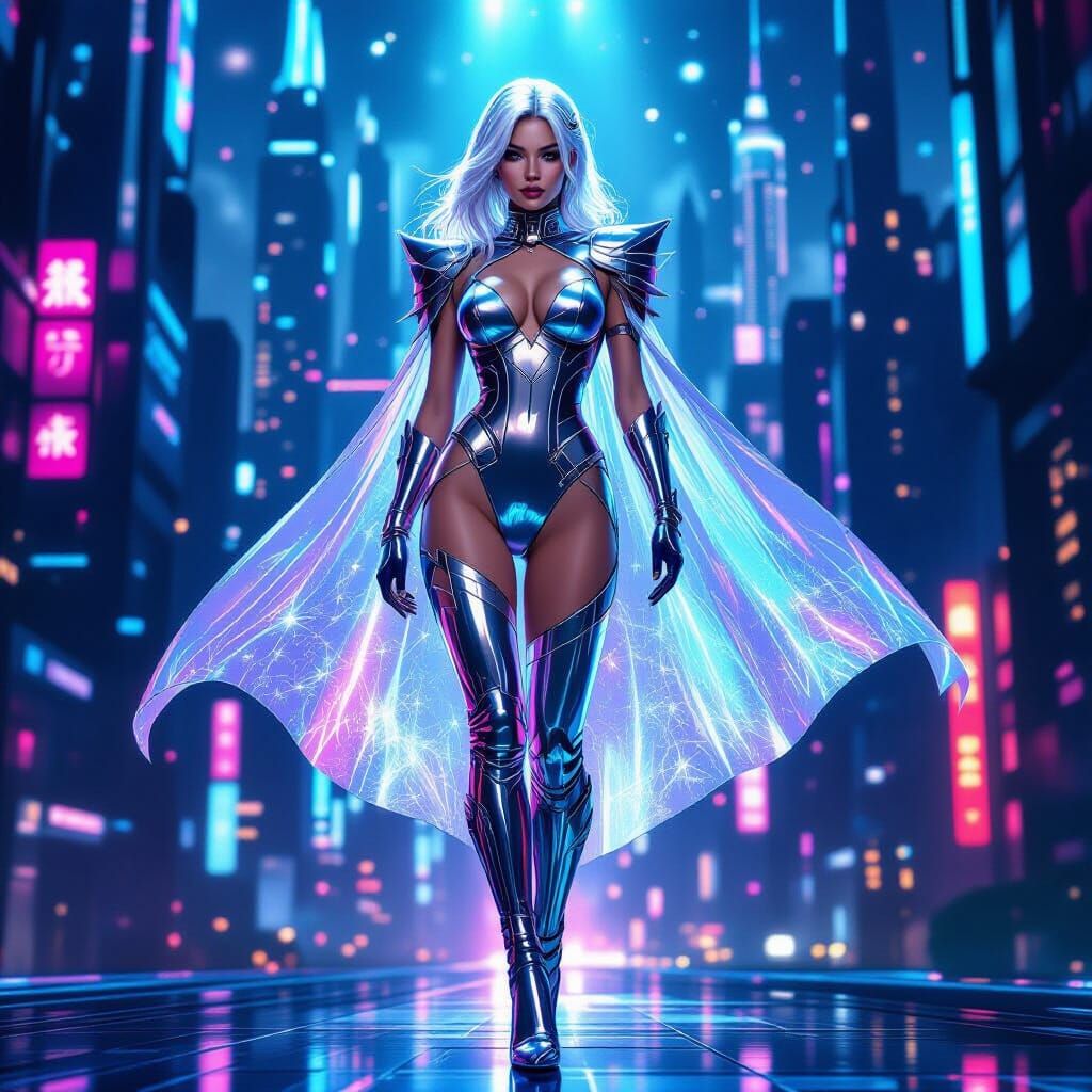 Sci-Fi Fantasy Woman in Futuristic Alien City