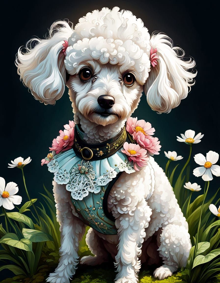Vibrant Floral Poodle in Spring