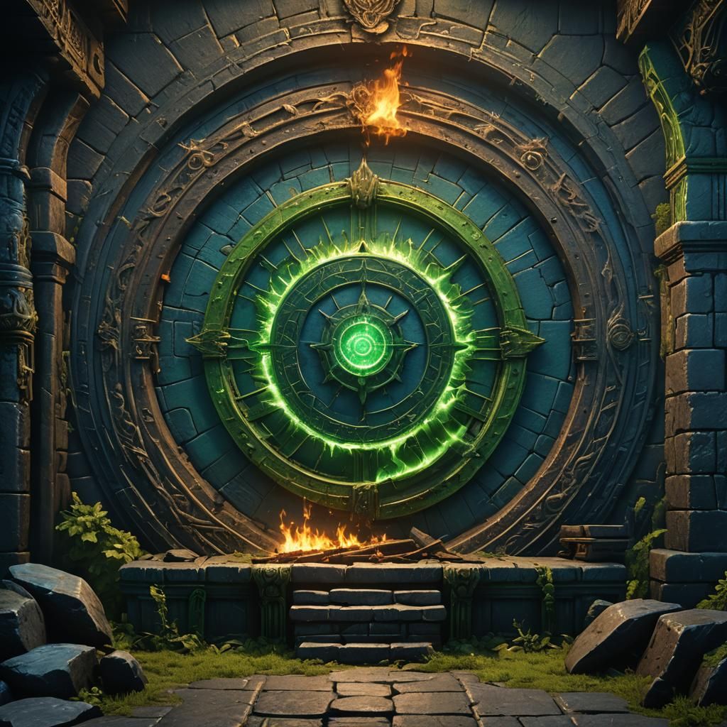 King's Throne Beside a Wall with Green Fire