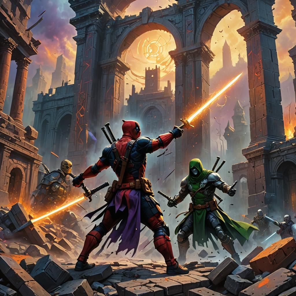 Deadpool vs Dr. Doom: Fantasy Action Painting