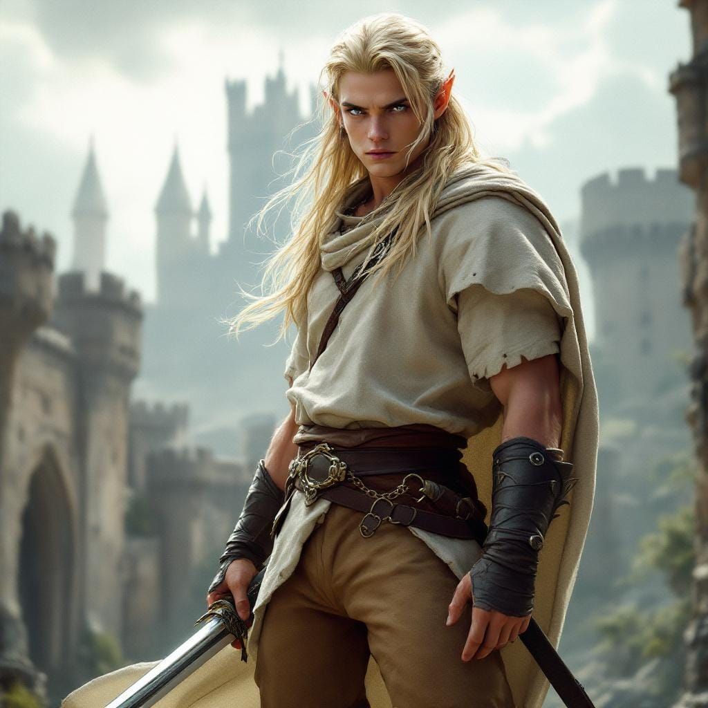 Elf Warrior Portrait in Oil Realism