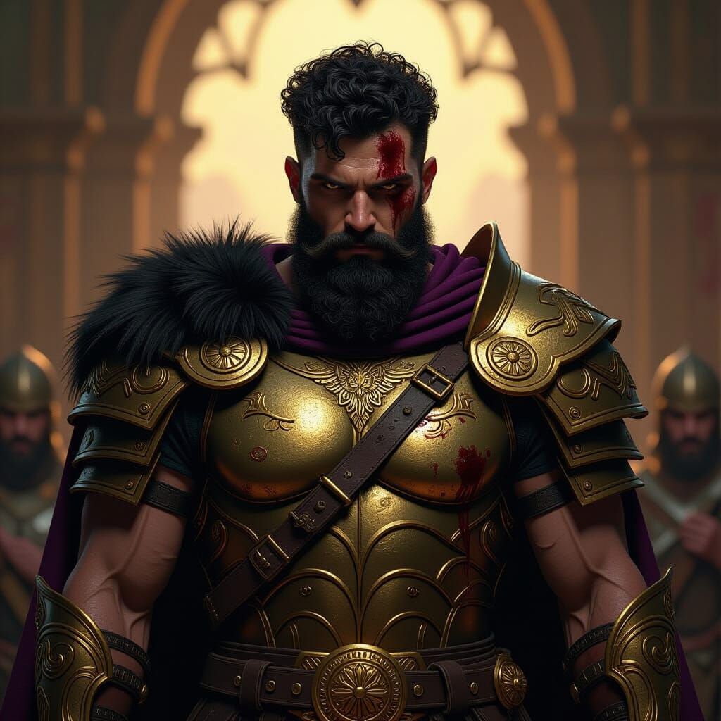 Dark Fantasy Warrior in Golden Armor