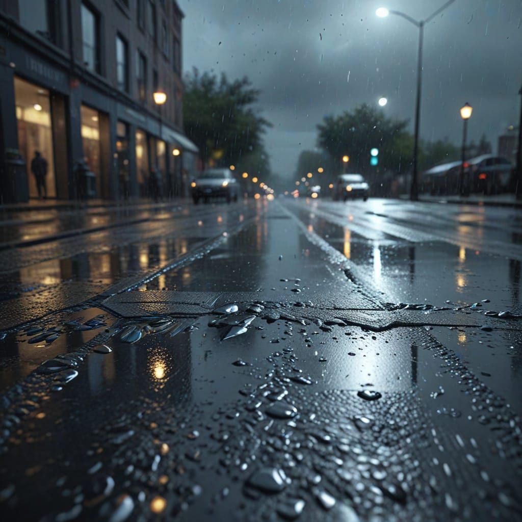 Vibrant Rainy Day Digital Art in Splash Art Style