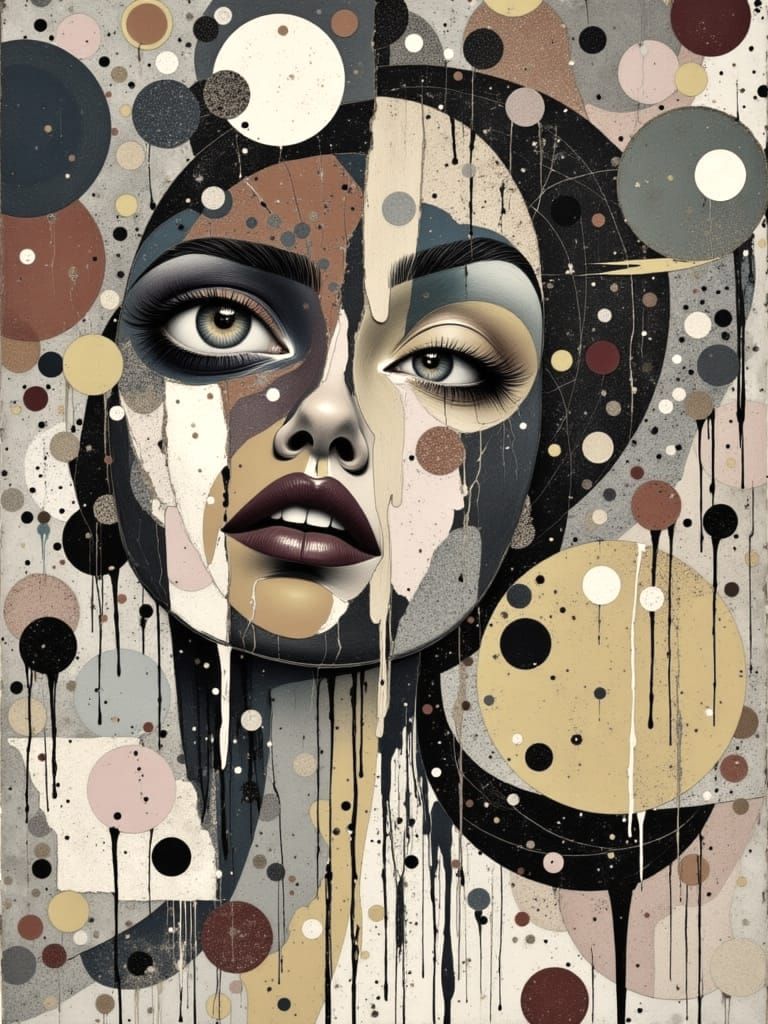 Abstract Symbol in Action Painting Style