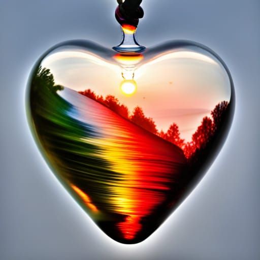 Rainbow Colors Inside a Glass Heart