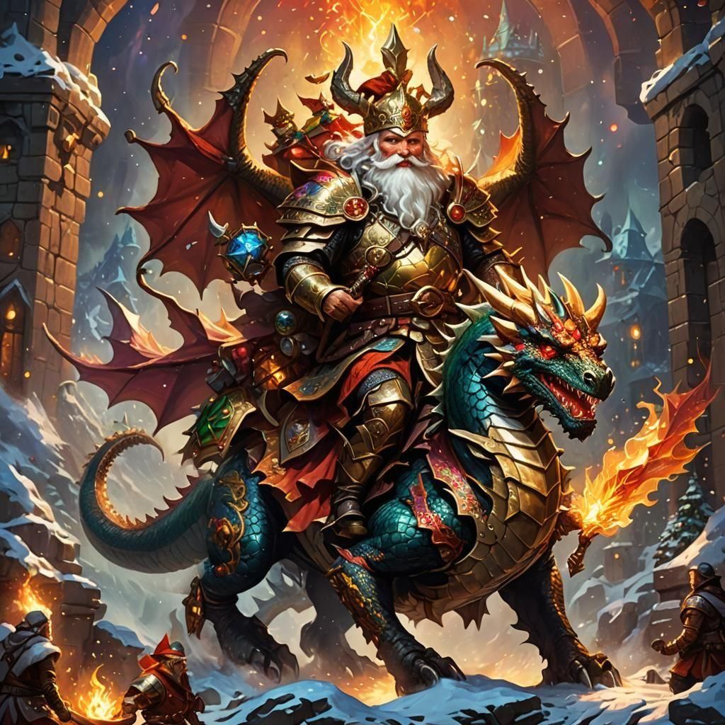 Santa Claus Rides a Bejeweled Dragon