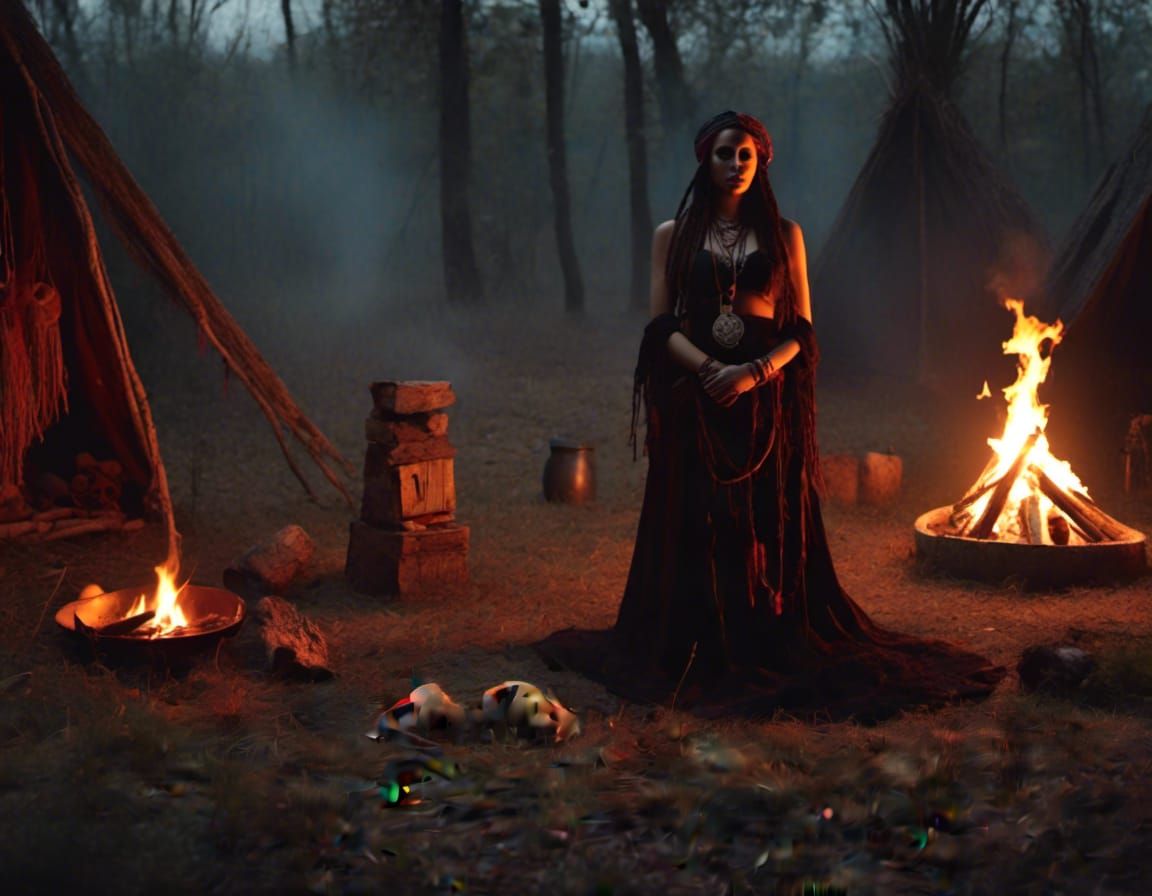 gypsy woman at her camp