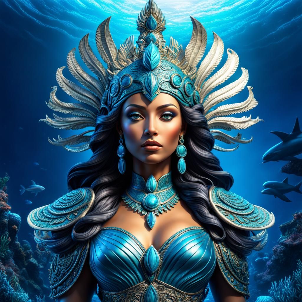 Hyperrealistic Ocean Goddess in Epic Detail