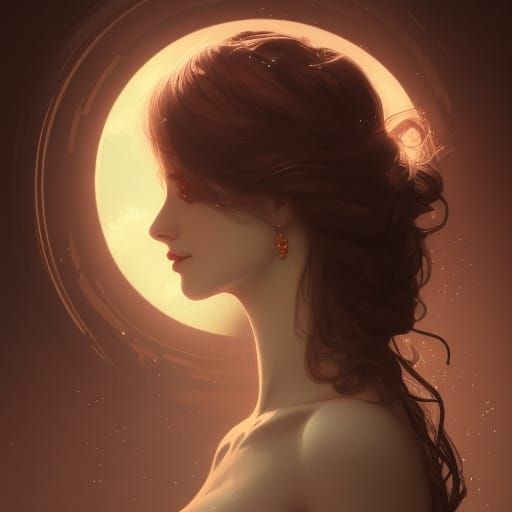 Moonlit Lake Woman: Hyperdetailed Portrait