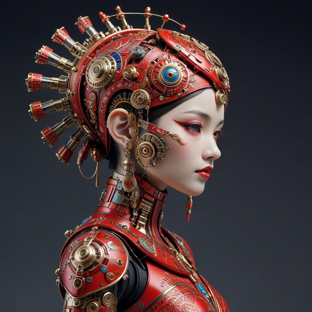 Profile of a Futuristic Samurai