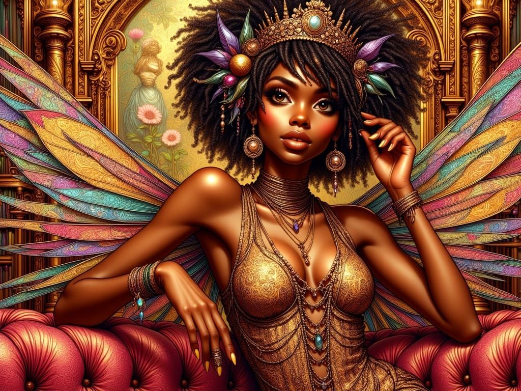 <lora:Punky Pixies:1.0> Black woman <lora:Fairy Punk:1.0> Shimmer Sequins