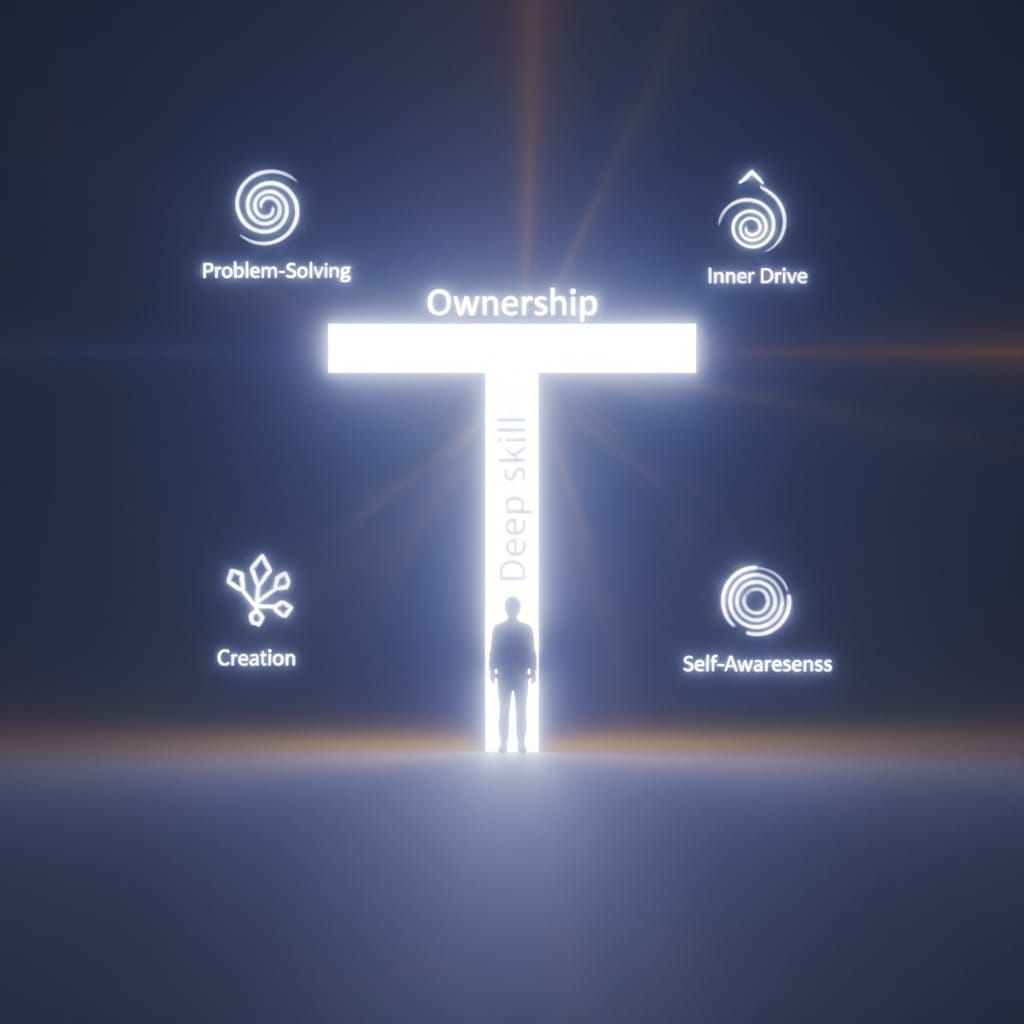 Glowing T of Light Beams: Skill, Ownership & Character
