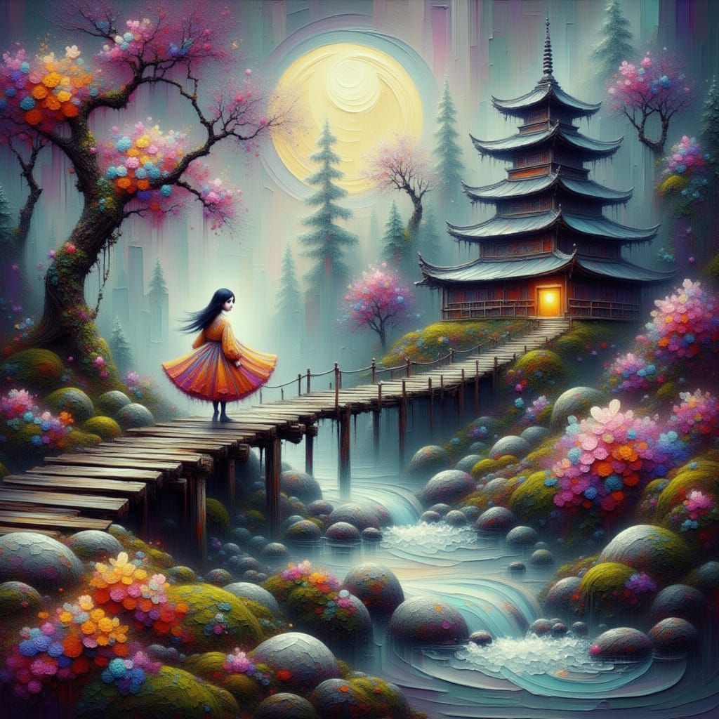 Princess Rides Winged Lion Through Psychedelic Dream Forest