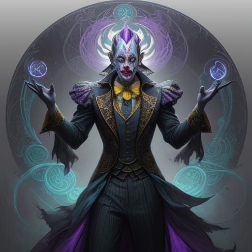 Ethereal Neon Clown in Dark Fantasy Art