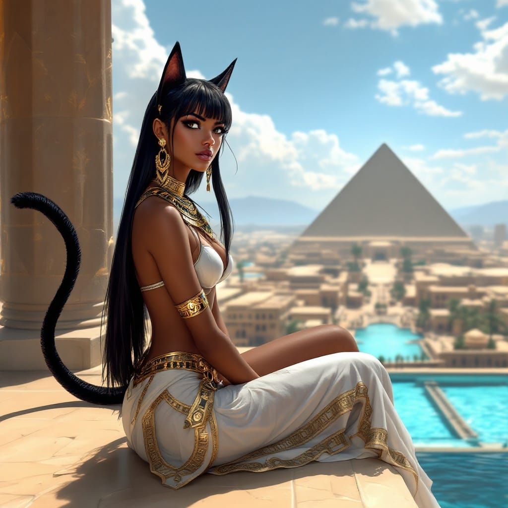 Ancient Egyptian Goddess in Anime Style